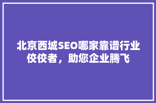 北京西城SEO哪家靠谱行业佼佼者，助您企业腾飞