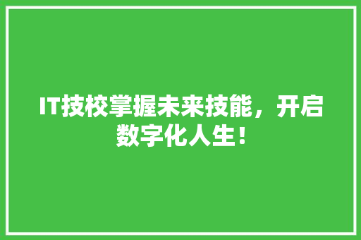 IT技校掌握未来技能，开启数字化人生！