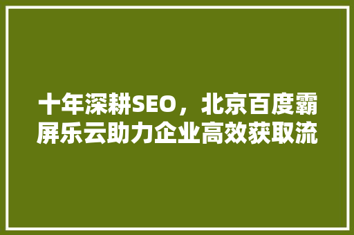 十年深耕SEO，北京百度霸屏乐云助力企业高效获取流量
