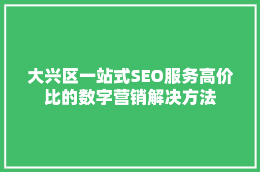 大兴区一站式SEO服务高价比的数字营销解决方法