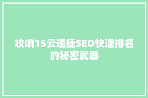 妆峭15云速捷SEO快速排名的秘密武器