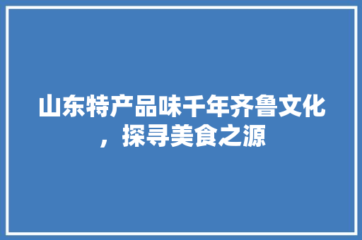 山东特产品味千年齐鲁文化，探寻美食之源