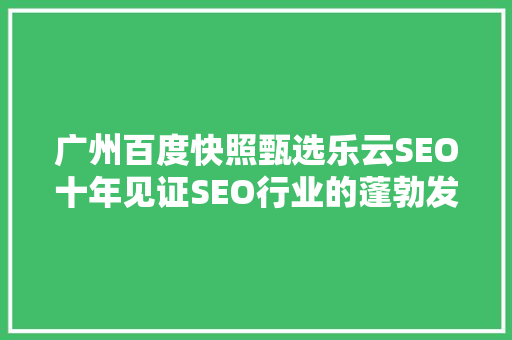 广州百度快照甄选乐云SEO十年见证SEO行业的蓬勃发展