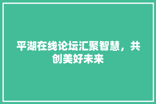 平湖在线论坛汇聚智慧，共创美好未来