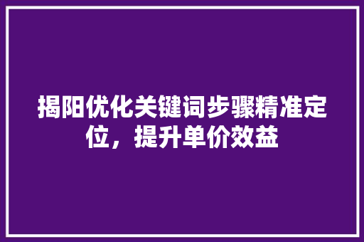 揭阳优化关键词步骤精准定位，提升单价效益