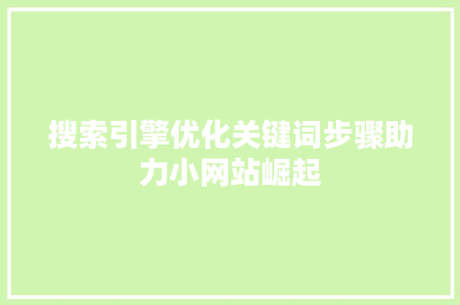 搜索引擎优化关键词步骤助力小网站崛起