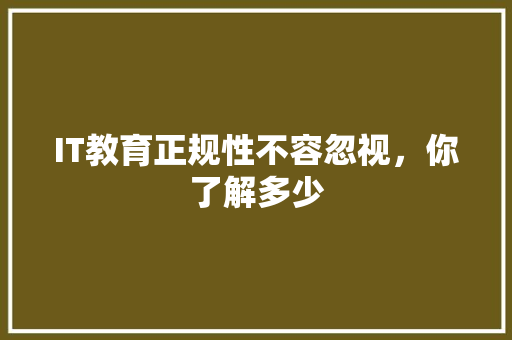 IT教育正规性不容忽视，你了解多少