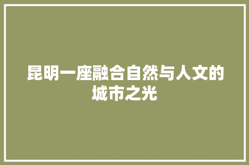 昆明一座融合自然与人文的城市之光