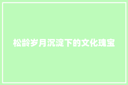 松龄岁月沉淀下的文化瑰宝