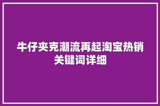 牛仔夹克潮流再起淘宝热销关键词详细