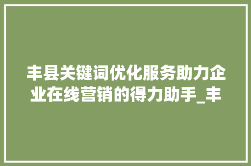 丰县关键词优化服务助力企业在线营销的得力助手_丰县关键词优化服务