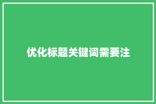 优化标题关键词需要注