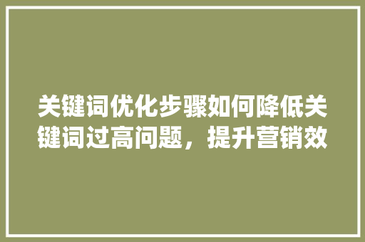关键词优化步骤如何降低关键词过高问题，提升营销效果_关键词过高怎么优化营销