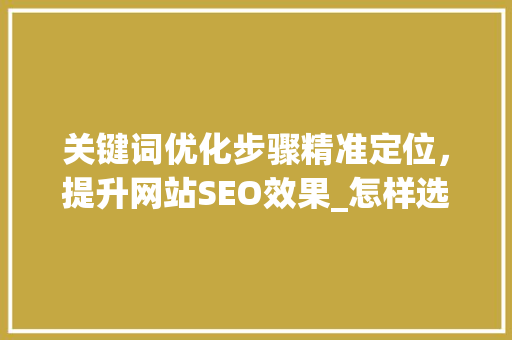 关键词优化步骤精准定位，提升网站SEO效果_怎样选择关键词优化