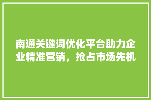 南通关键词优化平台助力企业精准营销，抢占市场先机_南通关键词优化平台