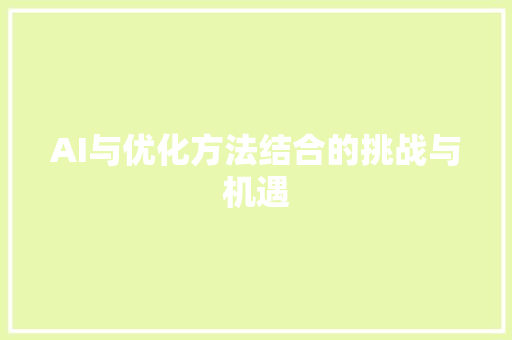 AI与优化方法结合的挑战与机遇