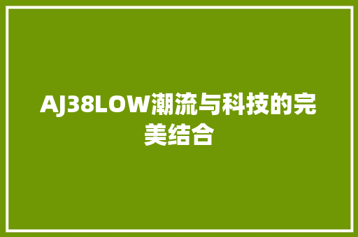 AJ38LOW潮流与科技的完美结合