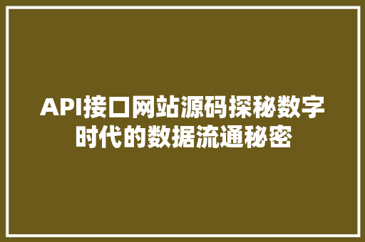 API接口网站源码探秘数字时代的数据流通秘密