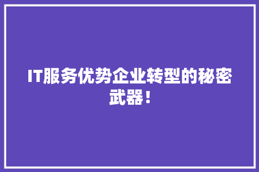 IT服务优势企业转型的秘密武器！ 前端技术