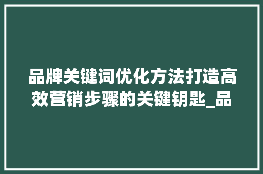 品牌关键词优化方法打造高效营销步骤的关键钥匙_品牌的关键词优化方法