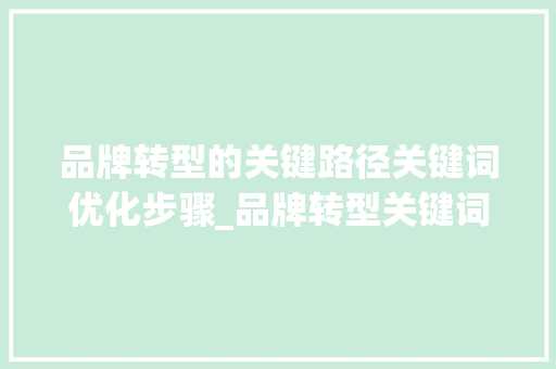 品牌转型的关键路径关键词优化步骤_品牌转型关键词优化