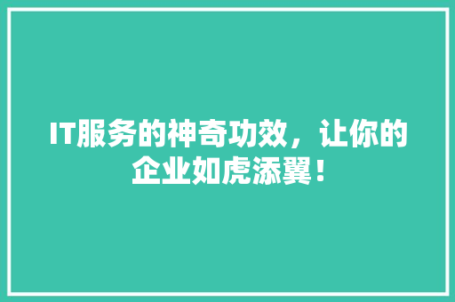 IT服务的神奇功效，让你的企业如虎添翼！ MySQL