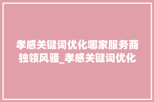 孝感关键词优化哪家服务商独领风骚_孝感关键词优化哪家厉害