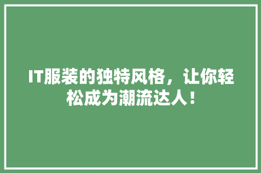IT服装的独特风格，让你轻松成为潮流达人！