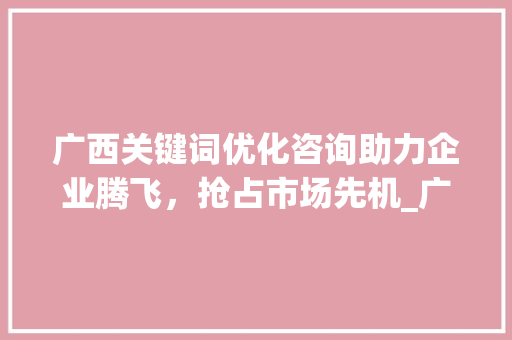 广西关键词优化咨询助力企业腾飞，抢占市场先机_广西关键词优化咨询