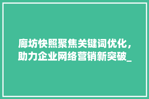 廊坊快照聚焦关键词优化，助力企业网络营销新突破_廊坊快照关键词优化