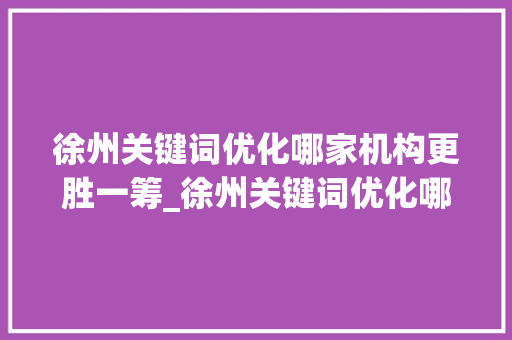 徐州关键词优化哪家机构更胜一筹_徐州关键词优化哪家好