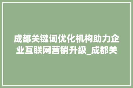 成都关键词优化机构助力企业互联网营销升级_成都关键词优化机构