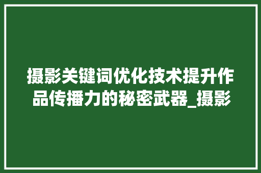 摄影关键词优化技术提升作品传播力的秘密武器_摄影关键词优化技术