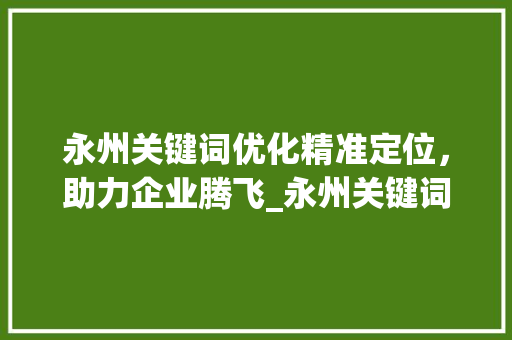 永州关键词优化精准定位，助力企业腾飞_永州关键词优化价格