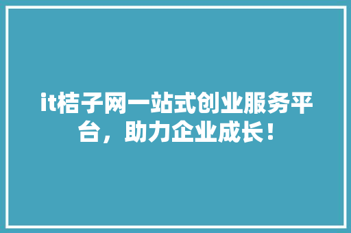 it桔子网一站式创业服务平台，助力企业成长！ 项目报告