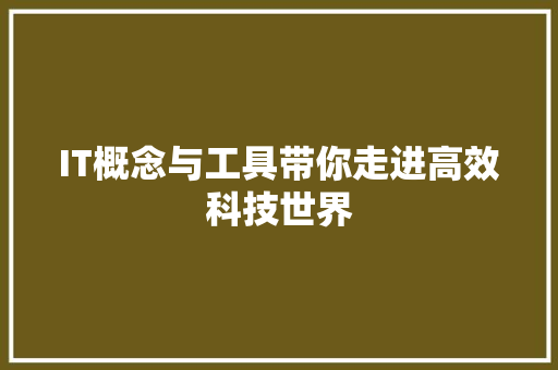 IT概念与工具带你走进高效科技世界 前端技术