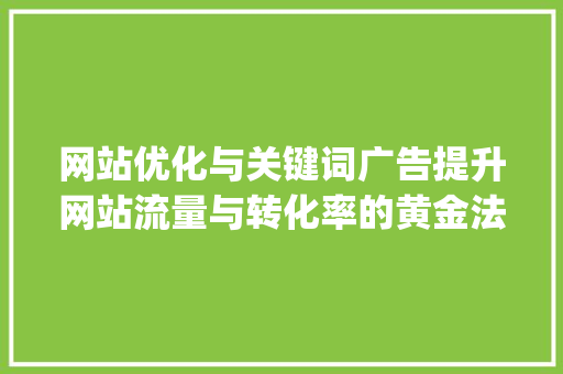 网站优化与关键词广告提升网站流量与转化率的黄金法则_网站优化与关键词广告