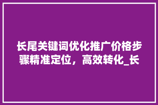 长尾关键词优化推广价格步骤精准定位，高效转化_长尾关键词优化推广价格