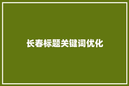 长春标题关键词优化