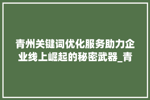 青州关键词优化服务助力企业线上崛起的秘密武器_青州关键词优化服务