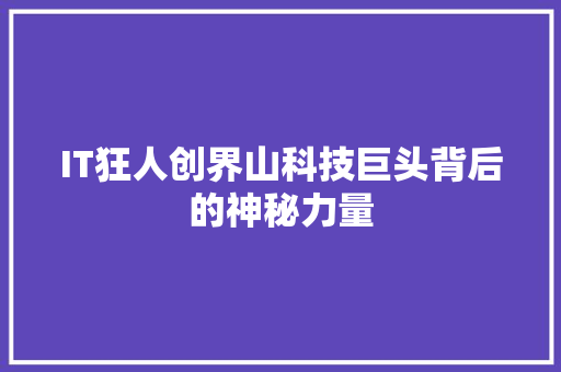 IT狂人创界山科技巨头背后的神秘力量