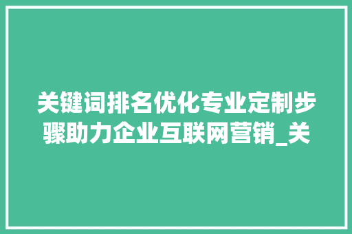 关键词排名优化专业定制步骤助力企业互联网营销_关键词排名优化专业定制