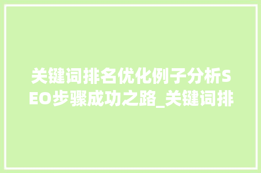 关键词排名优化例子分析SEO步骤成功之路_关键词排名优化例子分析