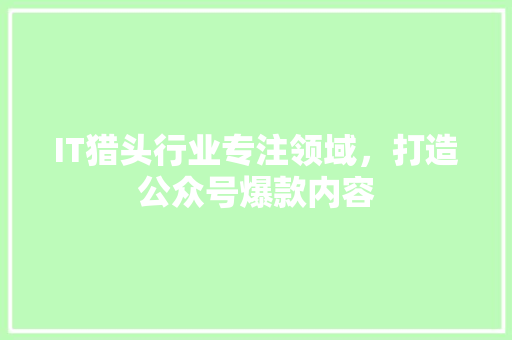 IT猎头行业专注领域，打造公众号爆款内容