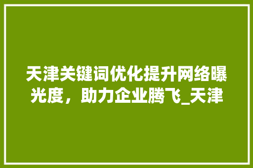 天津关键词优化提升网络曝光度，助力企业腾飞_天津关键词优化有效果吗