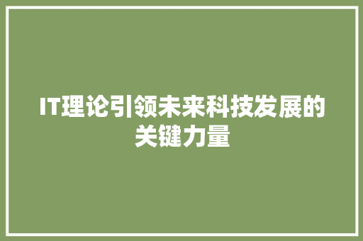 IT理论引领未来科技发展的关键力量