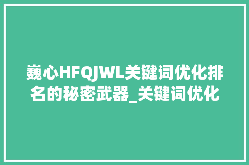 巍心HFQJWL关键词优化排名的秘密武器_关键词优化排名巍心hfqjwl