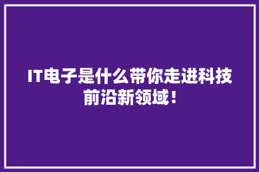 IT电子是什么带你走进科技前沿新领域！