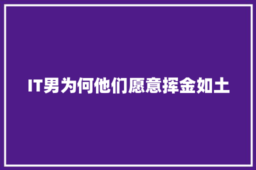 IT男为何他们愿意挥金如土