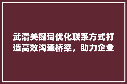 武清关键词优化联系方式打造高效沟通桥梁，助力企业腾飞_武清关键词优化联系方式